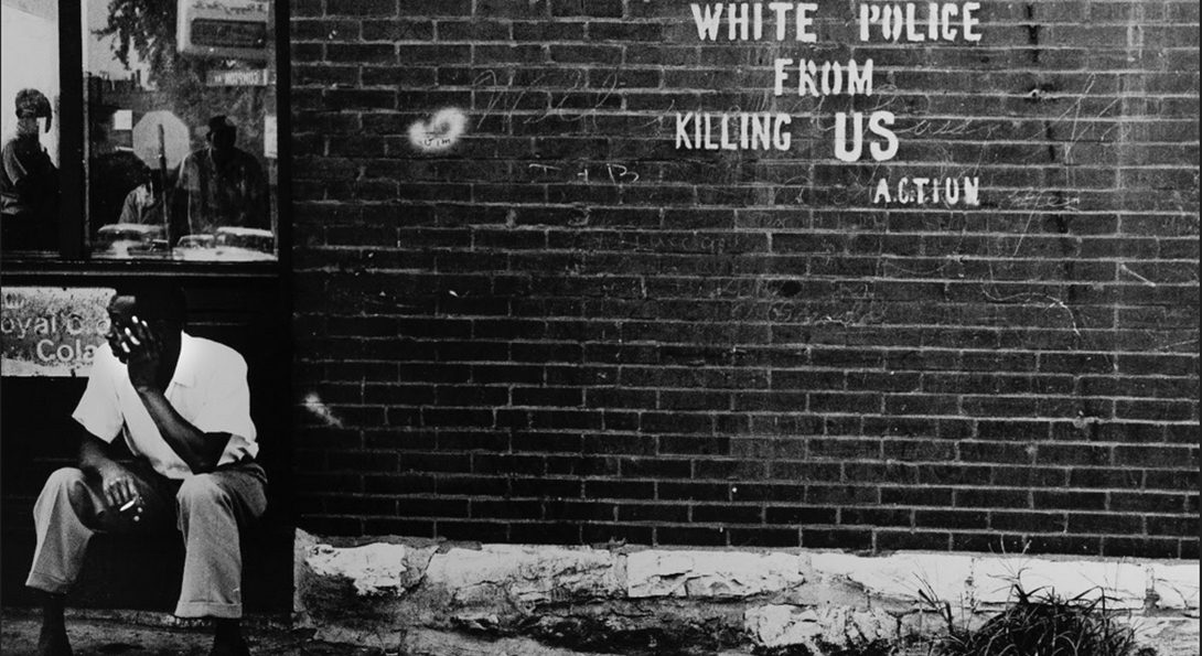 Darryl Cowherd Stop White Police from Killing Us – St. Louis, MO, c. 1966-67 Gelatin Silver Print Image: 15 x 19 in., mat: 20 x 24 ¼ in., paper 16 x 20 in