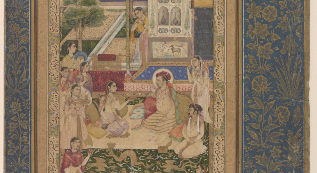 Mughal emperor Jahangir in a garden with women