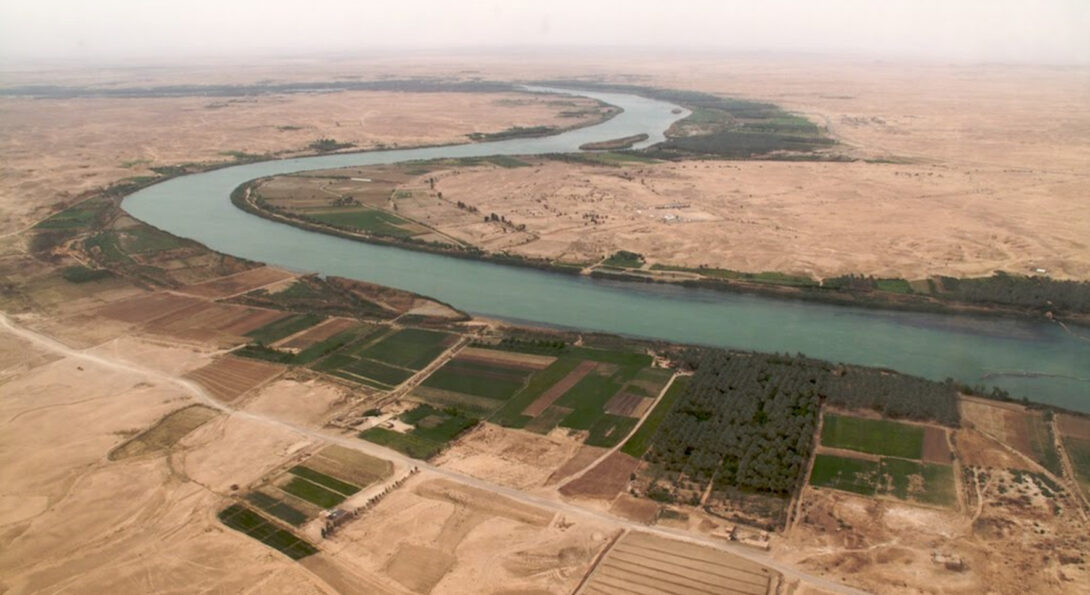 Aerial image of the Euphrates River in Syria