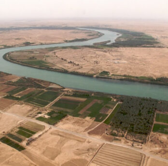 Aerial image of the Euphrates River in Syria
                  